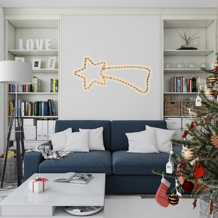 Stella cometa con tubo a Led Luce Calda decorazione natalizia da esterno 64 cm