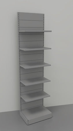 Scaffale in metallo verniciato alluminio a piani per arredo negozio cm. 75x30x300h