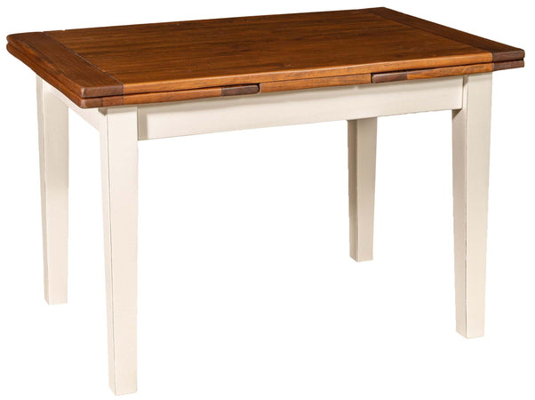 Biscottini Tavolo allungabile Country con struttura bianca anticata piano noce in legno massello di tiglio Made in Italy