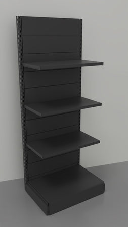 Scaffale per negozio in metallo verniciato nero ghisa con piani lisci cm. 75x40x200h