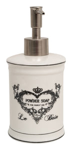 Biscottini Dispenser sapone liquido in porcellana bianca decorata "Powder Soap" L8,5xPR8,5xH18 cm