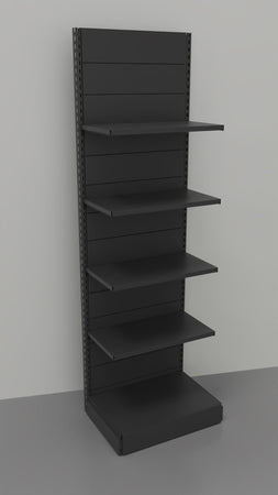 Scaffalatura da negozio a parete in metallo verniciato nero ghisa cm. 75x60x250h