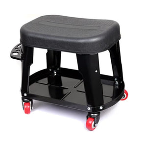 Sgabello Officina in Metallo 4 Ruote Vassoio Porta Utensili Seduta Ergonomica