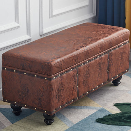 Cassapanca Pouf Contenitore Panca Vintage 80x40 H 43cm con Rivetti Marrone