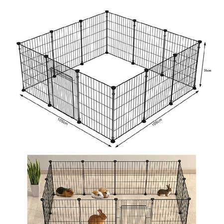 Recinto Cancelletto Animali Piccola Taglia 420cm 12 Moduli da 35xH35cm Nero