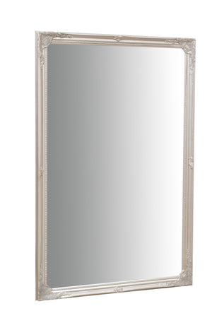 Biscottini Specchio Specchiera da parete e appendere verticale/orizzontale L60xPR4xH90 cm finitura foglia argento anticato