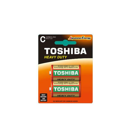 Batteria Zinco Toshiba R14 Heavy Duty Size C - 1/2 Torcia - 1.5v - 2 Pezzi