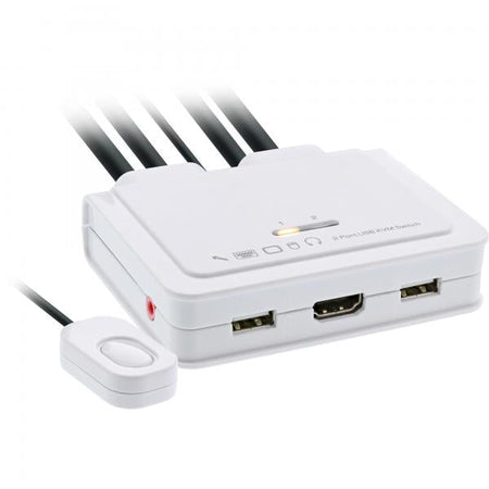 Switch KVM InLine - a 2 vie - USB-C + da HDMI a HDMI - 4K - con audio - integrato. Cavo