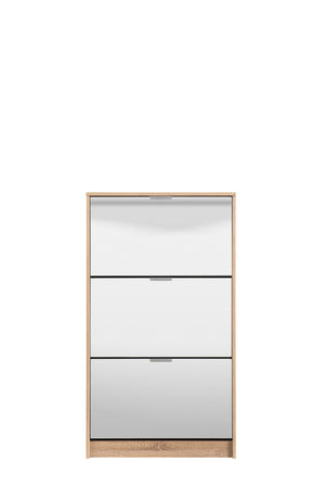 Scarpiera doppia profondità "Iceland" in legno con specchio, soluzione porta scarpe salva-spazio per la casa