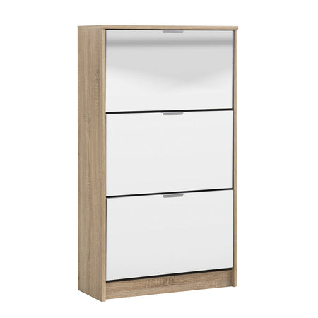 Scarpiera doppia profondità "Iceland" in legno con specchio, soluzione porta scarpe salva-spazio per la casa