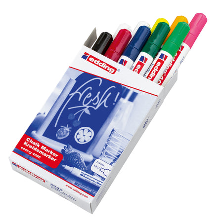 Astuccio 10 Marcatore Edding 4095 Punta Conica Gesso Liquido Col.Assortiti