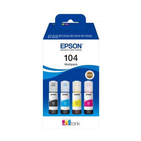 Flaconi di inchiostro Epson 104 ECOTANK 4-COLOUR - Pack 4 colori C13T00P640