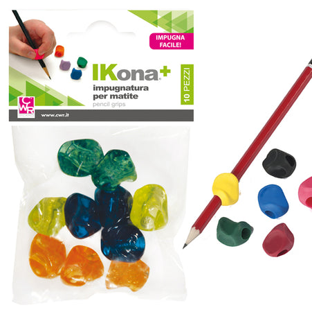 Busta 10 Impugnature Per Matite Colori Assortiti Ikona+