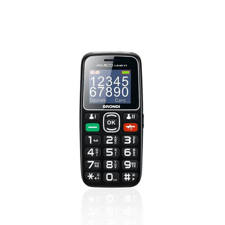 BRONDI AMICO UNICO (NERO) - TELEFONO CELLULARE PER ANZIANI - TASTO SOS - TORCIA - CONTROLLO REMOTO - ANNUNCIO VOCALE