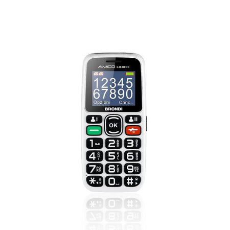BRONDI AMICO UNICO (BIANCO) - TELEFONO CELLULARE PER ANZIANI - TASTO SOS - TORCIA - CONTROLLO REMOTO - ANNUNCIO VOCALE