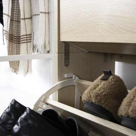 Scarpiera 4 Ante Salvaspazio Doppia Profondità Legno Colore Olmo 63x24 H150cm