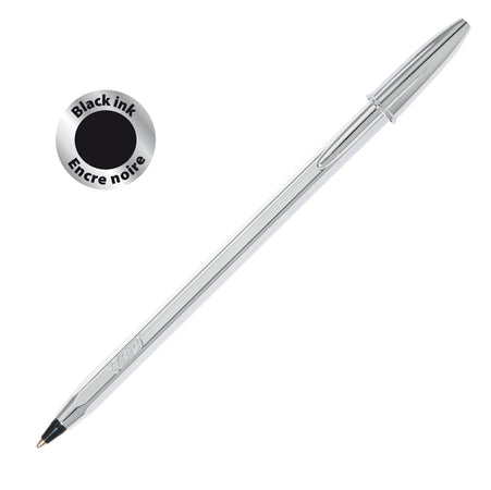 Scatola 20 Penna Sfera Cristal Shine Silver Medio 1,0Mm Nero Bic