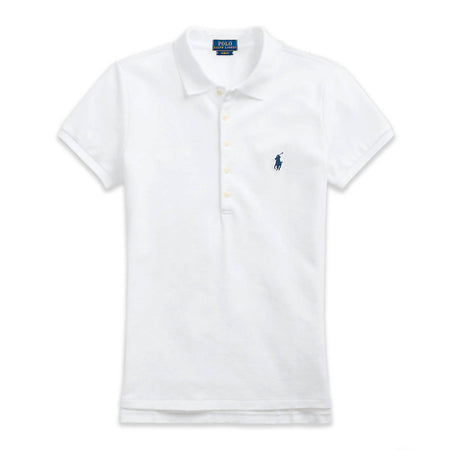 Ralph Lauren Polo Donna Mezze Maniche Slim- Fit Polo Scollo A V Piquet Pony Ricamato Maniche Corte Colletto Cinque Bottoni