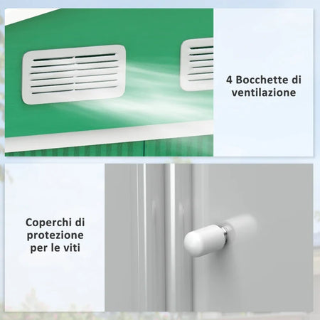 casetta utensili attrezzi esterno giardino casa armadio capanno box deposito 277x195x192cm, Verde FY9845-031GNFY9