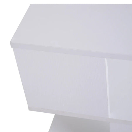 Tavolino Caffè 2 Ripiani Aperti Legno 40x41x43 Bianco HY6833-619WTHY6 ,  soggiorno salotto basso nero bianco marrone grgio design moderno sala moderno alto divano camera legno vetro rotondo