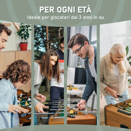 Calcio Balilla Professionale per Bambini e Adulti con Aste in Legno MDF 92x46x78cm TP4A70-022TP4