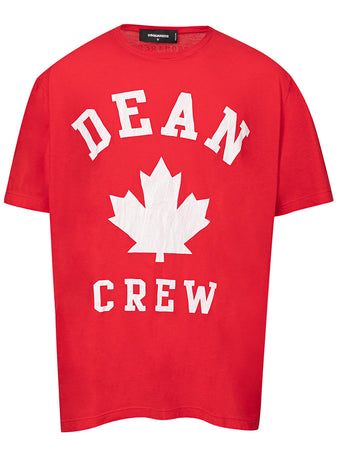 DSQUARED2 T-shirt Overfit in Cotone Rosso con Stampa Dsquared2. da uomo