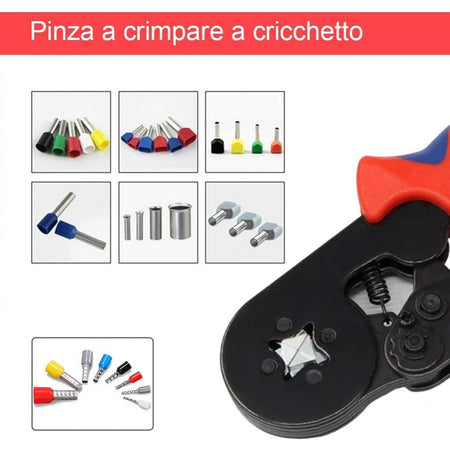 Pinza Crimpare a Cricchetto per Capicorda con 1200 Terminali 2.5-6.0 mm