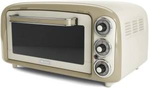 Ariete 979 forno elettrico di design 18 litri - ideale per pizza da 30 cm - doppio vetro - 1380 watt - acciaio inox - linea vintage - beige - ARI979BE