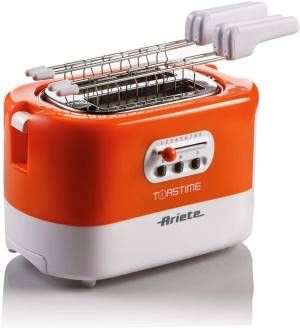 Ariete 159 toastime - tostapane con pinze per 2 fette di pane - 9 gradi di doratura - 700 watt - bianco e arancio - ARI159O