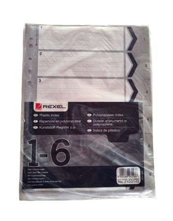 Divisori A4 in plastica 6 fogli con 6 numeri