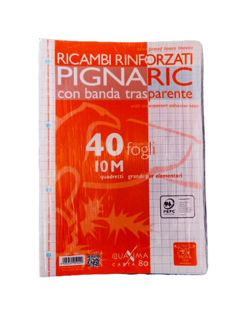 Ricambi forati A4 quadri 10 mm per raccoglitori 80 pagine