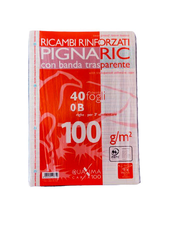 Ricambi forati A4 rigo di terza - Rigo B - per raccoglitori 80 pagine