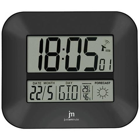 Orologio da parete justaminute digitale con datario e meteo nero 27 x 24 cm jd 9906 - JD9906