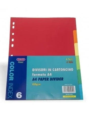 Divisori A4 in cartoncino 6 tasti colorati