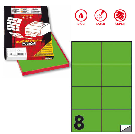 Etichetta Adesiva C/512 Verde Fluo 100Fg A4 105X74,25Mm (8Et/Fg Markin