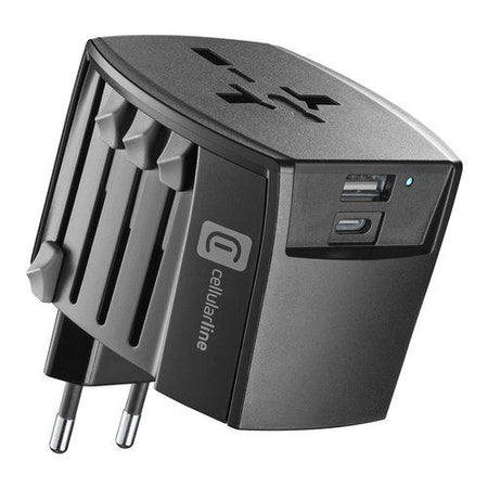 Cellularline world travel charger adattatore da viaggio multispina con porta usb-a ed usb-c - WTACHARGER20WK