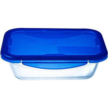 PYREX COOK & GO Piatto rettangolare per conservazione 3,3l 30x23cm + Coperchio blu