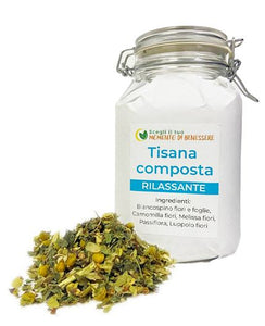 Tisana rilassante biancospino, Camomilla, Melissa, Passiflora, Luppolo infuso per stress mentale insonnia 100g 50g
