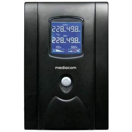 Mediacom gruppo di continuità ups m-ups1051d 1050 va / 600 w 1 presa schuko 3 prese iec (c13)