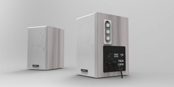 Casse acustiche preamplificate empire 64w bianco, supporto di montaggio a parete, 2 ingressi audio rca stereo - WB-64