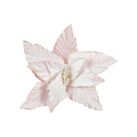 Poinsetta laminata colore bianco per decorazioni e composizioni h 32 cm