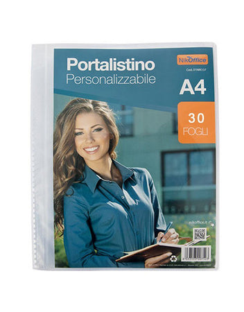 Portalistino 30 fogli A4 trasparente personalizzabile