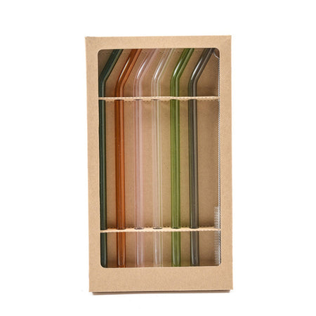 Set 6 cannucce colorate in borosilicato con spazzolino 20cm in confezione regalo