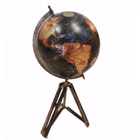 Mappamondo "Metallic" con piedistallo in legno decorazione per Ufficio e Cameretta