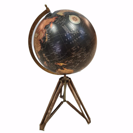 Mappamondo "Metallic" con piedistallo in legno decorazione per Ufficio e Cameretta