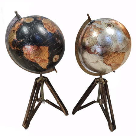 Mappamondo "Metallic" con piedistallo in legno decorazione per Ufficio e Cameretta