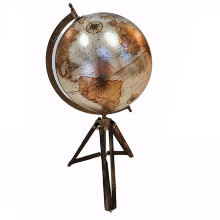 Mappamondo "Metallic" con piedistallo in legno decorazione per Ufficio e Cameretta