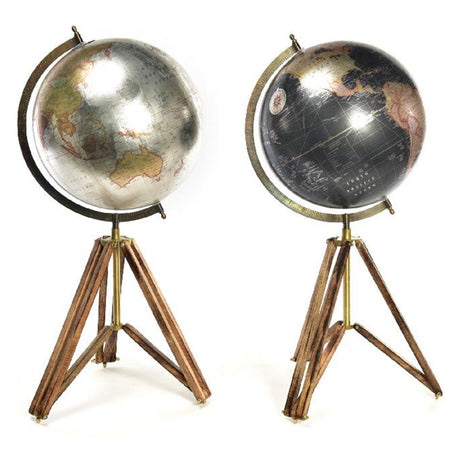 Mappamondo "Metallic" con piedistallo in legno decorazione per Ufficio e Cameretta