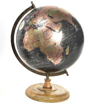 Mappamondo "Metallic" con piedistallo in legno decorazione per Ufficio e Cameretta