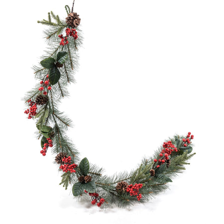 Ghirlanda decorativa con bacche decorazione natalizia 180 cm
